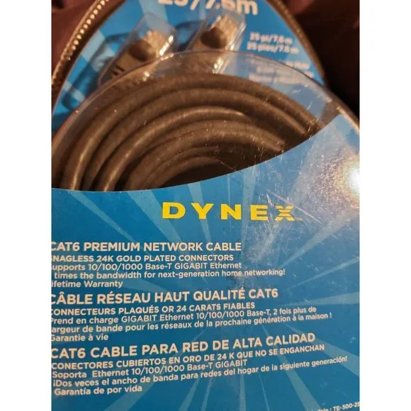 Dynex Ethernet Cord 25’ - New In Package! Grey rj45 - Picture 2 of 3